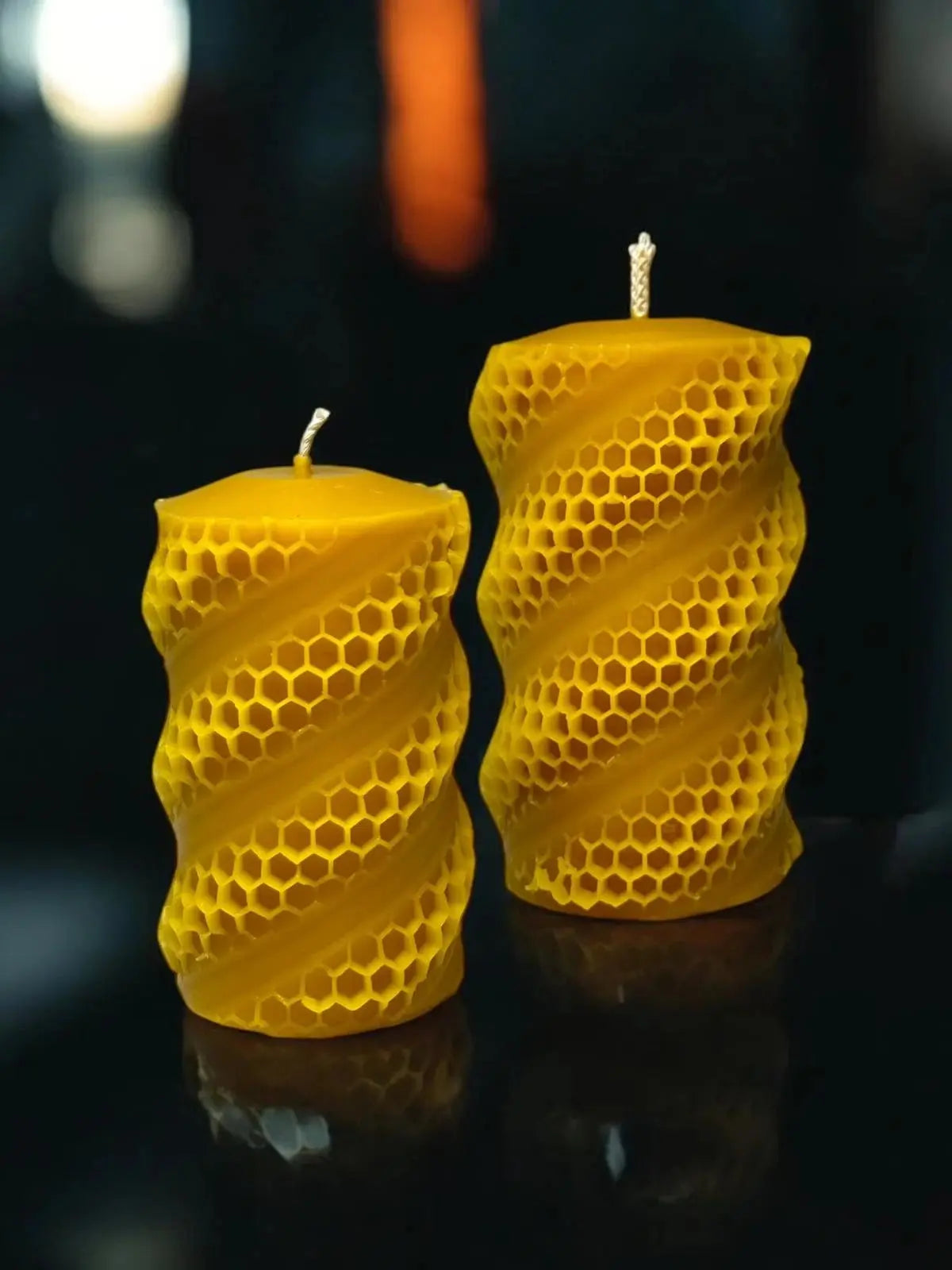 Świeca z wosku pszczele miodowa spiralny plaster miodu Duża Apimel