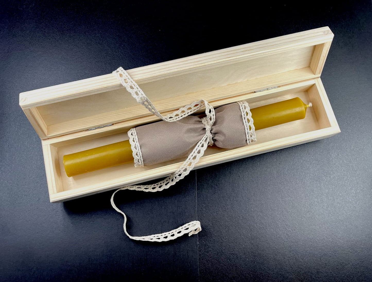 Personalizowane Drewniane Pudełko na Świecę do Chrztu 