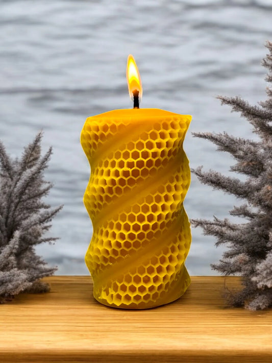 Świeca z wosku pszczele miodowa spiralny plaster miodu Duża