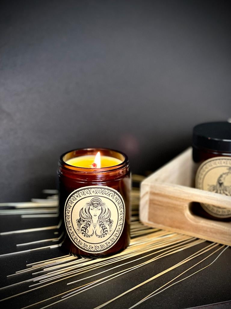Świeca z wosku pszczelego 180 ml ZNAKI ZODIAKU w szkle Panna