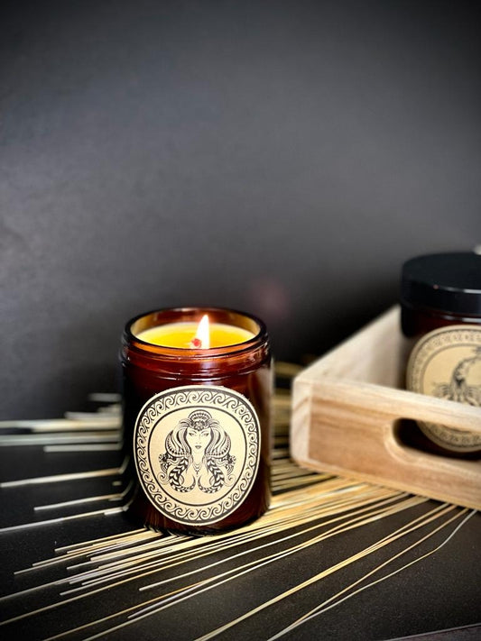 Świeca z wosku pszczelego 180 ml ZNAKI ZODIAKU w szkle Panna