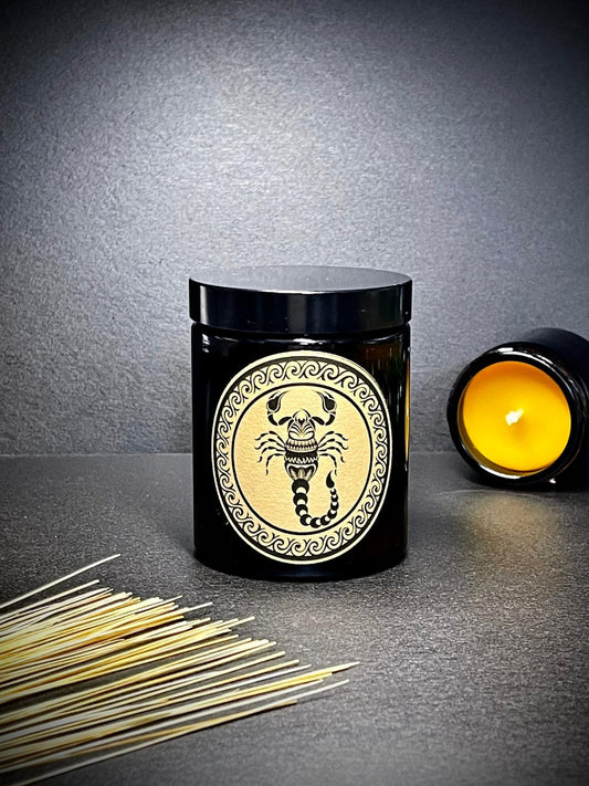 Świeca z wosku pszczelego 180 ml ZNAKI ZODIAKU w szkle Skorpion