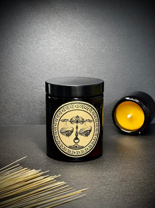 Świeca z wosku pszczelego 180 ml ZNAKI ZODIAKU w szkle Waga